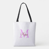 Tote Bag simple minimal ajouter nom monogramme rose rouge (Dos)