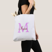 Tote Bag simple minimal ajouter nom monogramme rose rouge (De près)