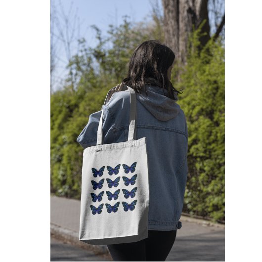 Tote Bag Simple Minimaliste Maigre Bleu Papillon