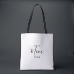 Tote Bag Simple minimaliste meilleure maman jamais<br><div class="desc">Ce simple minimaliste meilleur maman jamais sac fourre-tout est le cadeau parfait pour présenter votre mère pour la journée de la mère. Le design sobre et élégant présente une typographie de script classique et sophistiquée en noir et blanc.</div>