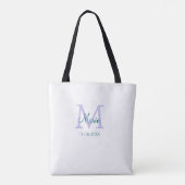 Tote Bag simple minimum ajouter nom monogramme violet vert (Dos)