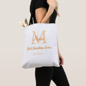 Tote Bag simple minimum meilleur grand-mère jamais orange m (De près)
