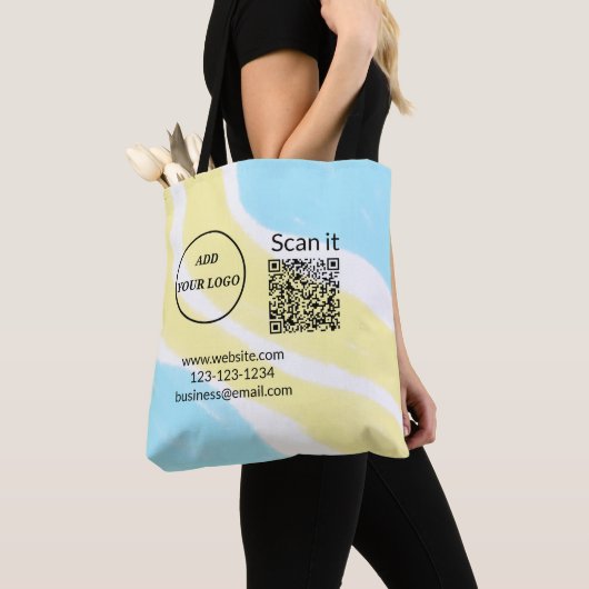Tote Bag Simple minimum q r code ajouter logo code d'analys (De près)
