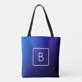 Tote Bag Simple moderne bleu foncé Ombre dégradé et monogra (Dos)