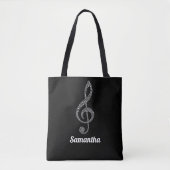 Tote Bag Simple Moderne Clé De Treble Blancs Illustré (Devant)