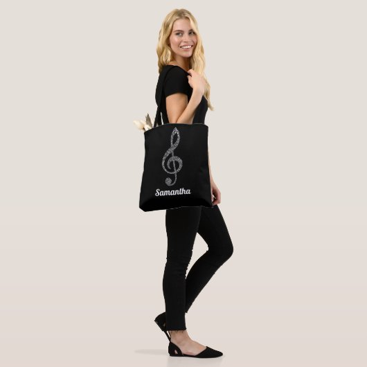 Tote Bag Simple Moderne Clé De Treble Blancs Illustré (Sur le modèle)