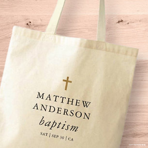 Tote Bag Simple moderne Elegant Cross Baby Baptism