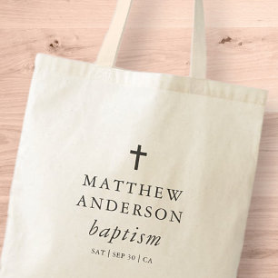 Tote Bag Simple moderne Elegant Cross Baby Baptism