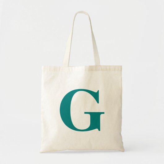Tote Bag Simple Moderne Initiale Teal (Devant)