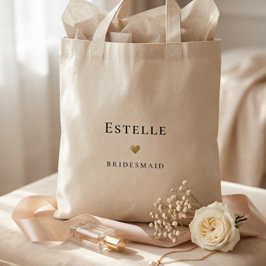 Tote Bag Simple Monogramme et Cœur en Or
