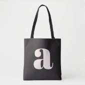 Tote Bag Simple Monogramme Initial Retro Gras Noir et Blanc (Devant)