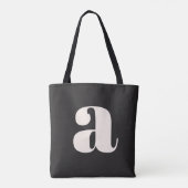 Tote Bag Simple Monogramme Initial Retro Gras Noir et Blanc (Dos)