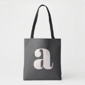 Tote Bag Simple Monogramme Initial Retro Gras Noir et Blanc (Devant)