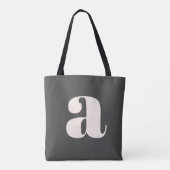 Tote Bag Simple Monogramme Initial Retro Gras Noir et Blanc (Dos)