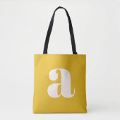 Tote Bag Simple Monogramme Initiale Retro Gras Jaune D'été (Devant)