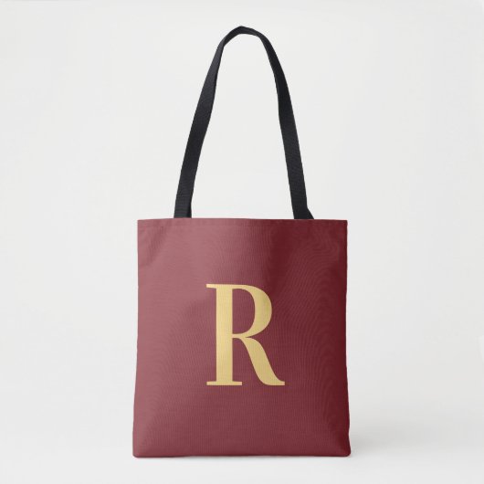 Tote Bag Simple Monogramme Moderne Bourgogne (Devant)
