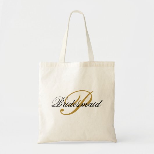 Tote Bag Simple Monogramme Personnalisée Mariée Noir & Or (Devant)