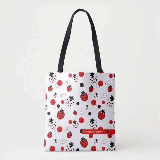 Tote Bag Simple Motif Ladybug rouge, noir et blanc (Devant)