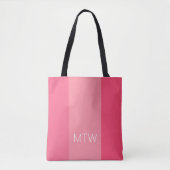 Tote Bag Simple rayures roses Monogrammes blancs (Devant)