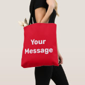 Tote Bag Simple rouge et blanc Votre message Modèle texte (De près)