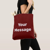 Tote Bag Simple rouge foncé blanc Votre message Modèle text (De près)