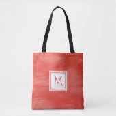 Tote Bag Simple rouge orange subtil marbre moderne Monogram (Devant)
