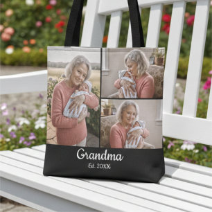 Tote Bag Simple Script Grand-mère Établie 3 Photo Année