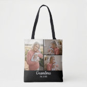 Tote Bag Simple Script Grandma Est. 3 Photo Year (Devant)