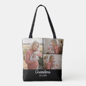 Tote Bag Simple Script Grandma Est. 3 Photo Year (Dos)