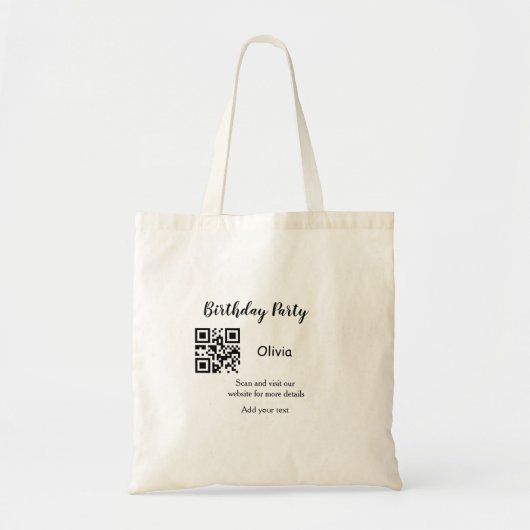 Tote Bag Simple site de fête d'anniversaire code-barres QR (Devant)