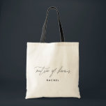 Tote Bag Simple stylé Script Bridesmaid Nom personnalisé<br><div class="desc">Ce sac fourre-tout élégant et minimaliste est décoré de "matron d'honneur" dans un style moderne écrit à la main. Personnalisez le nom à l'aide du champ modèle.</div>