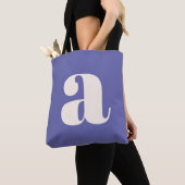 Tote Bag Simple tendance violet gras rétro Monogramme initi (De près)