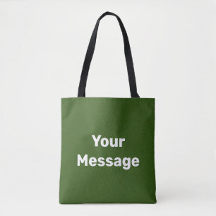 Tote Bag Simple vert et blanc Votre message Modèle texte