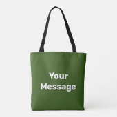 Tote Bag Simple vert et blanc Votre message Modèle texte (Dos)