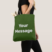 Tote Bag Simple vert et blanc Votre message Modèle texte (De près)