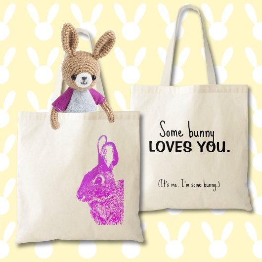 Tote Bag Simple Vibrant Purple Bunny Pâques