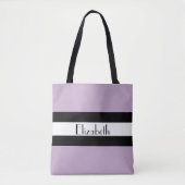 Tote Bag Simple violet noir et blanc avec nom (Devant)