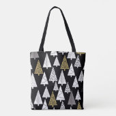 Tote Bag Simple winter pattern. Black background. Gold, sil (Dos)