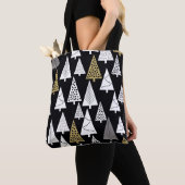 Tote Bag Simple winter pattern. Black background. Gold, sil (De près)