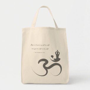 Tote Bag Simple Zen Yoga Om Calligraphie Silhouette Logo Sa