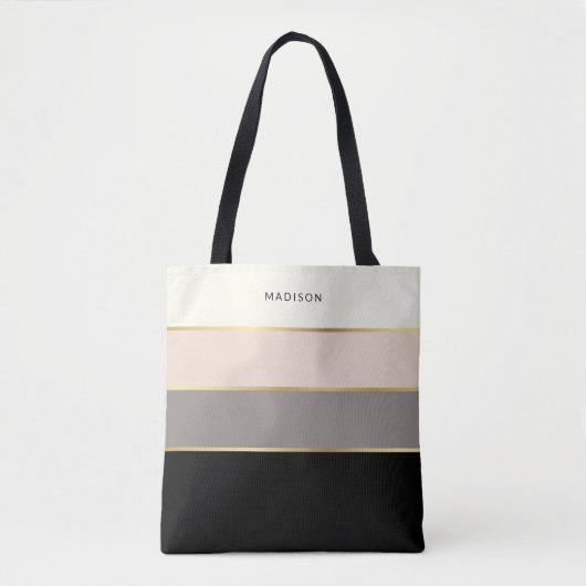 Tote Bag Simples bandes Feminine Motif avec votre nom (Devant)