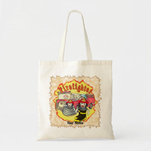 Tote Bag Singe chaussette Camion de pompiers Pompiers nom
