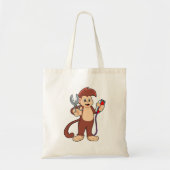 Tote Bag Singe comme coiffeur avec ciseaux et razor (Devant)