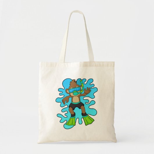 Tote Bag Singe comme plongeur avec tuba (Devant)