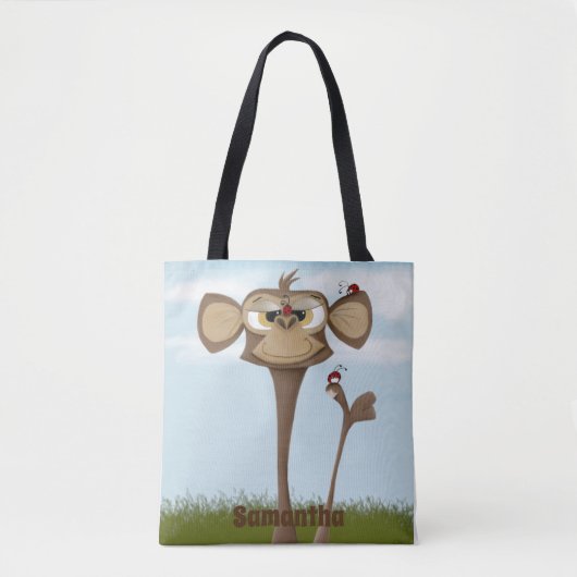 Tote Bag Singe idiot et coccinelles (Devant)