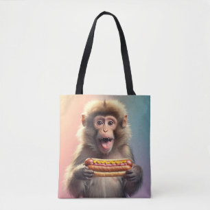 Tote Bag Singe mignon Avec Hotdog