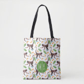 Tote Bag Singes doux jonglant le monogramme des bananes | (Devant)