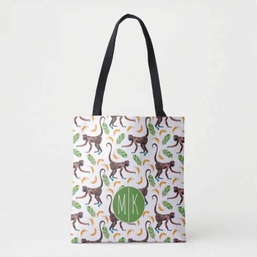 Tote Bag Singes doux jonglant le monogramme des bananes | (Devant)