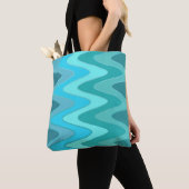 Tote Bag Sinus Waves motif - mélange bleu océan + vos idées (De près)