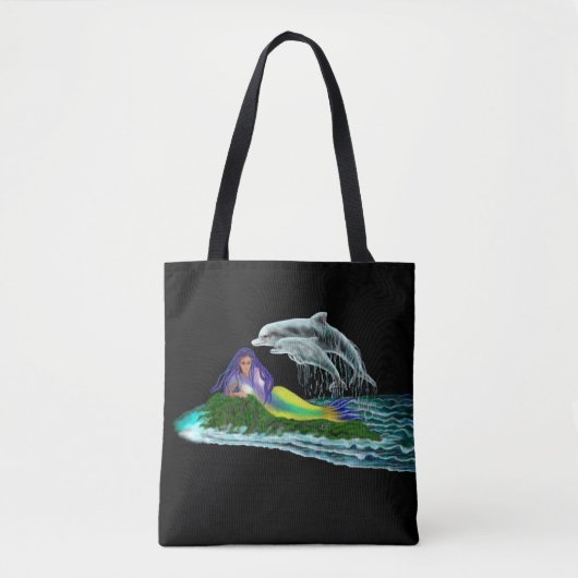 Tote Bag Sirène avec dauphins (Devant)